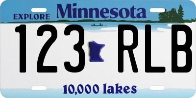 MN license plate 123RLB