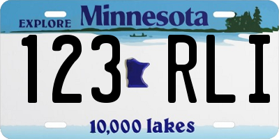 MN license plate 123RLI