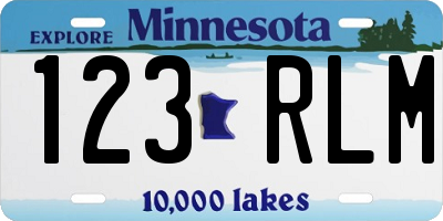 MN license plate 123RLM