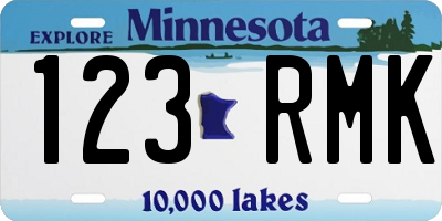 MN license plate 123RMK