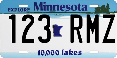 MN license plate 123RMZ
