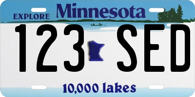 MN license plate 123SED