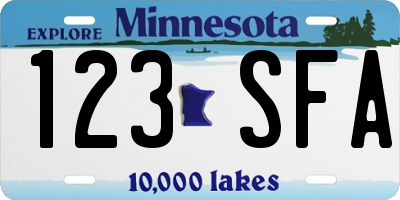 MN license plate 123SFA