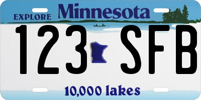 MN license plate 123SFB