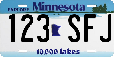 MN license plate 123SFJ