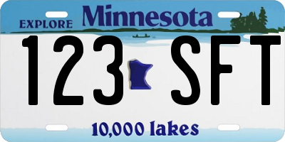 MN license plate 123SFT