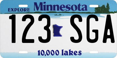 MN license plate 123SGA