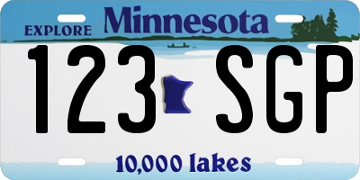 MN license plate 123SGP