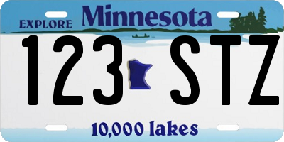 MN license plate 123STZ