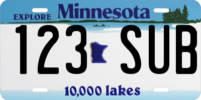 MN license plate 123SUB
