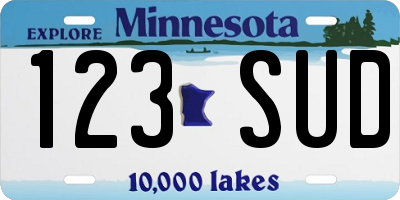MN license plate 123SUD