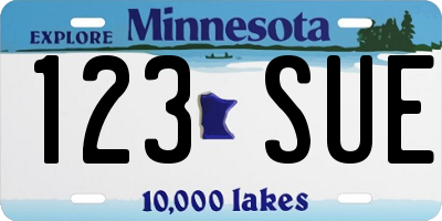 MN license plate 123SUE
