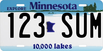 MN license plate 123SUM