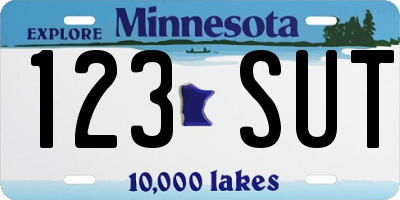 MN license plate 123SUT