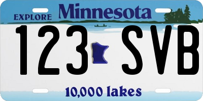 MN license plate 123SVB