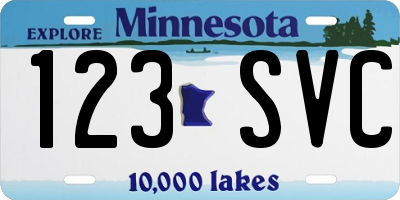 MN license plate 123SVC