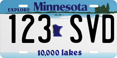 MN license plate 123SVD