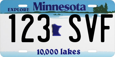 MN license plate 123SVF
