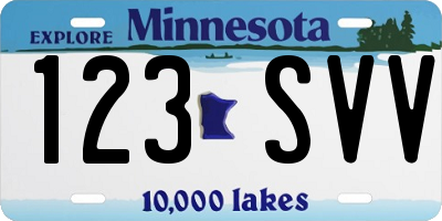 MN license plate 123SVV