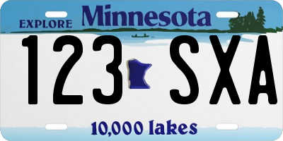 MN license plate 123SXA