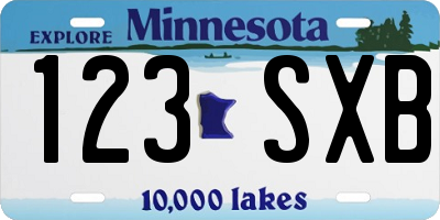 MN license plate 123SXB