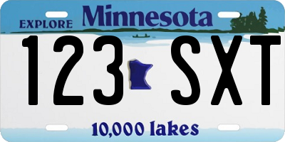MN license plate 123SXT