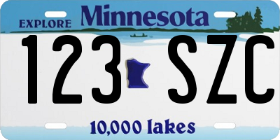 MN license plate 123SZC