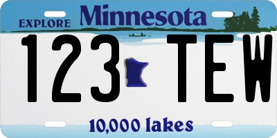 MN license plate 123TEW