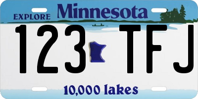 MN license plate 123TFJ