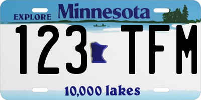 MN license plate 123TFM