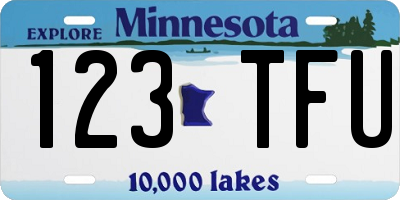 MN license plate 123TFU