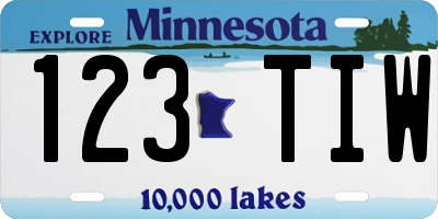 MN license plate 123TIW
