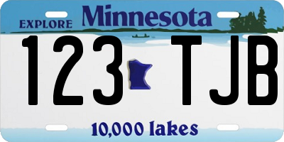 MN license plate 123TJB