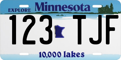 MN license plate 123TJF