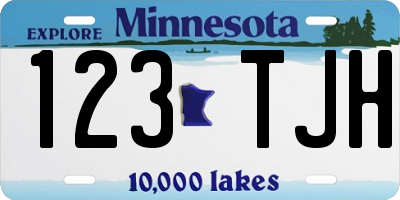 MN license plate 123TJH