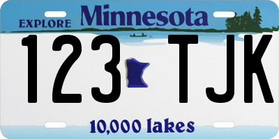 MN license plate 123TJK