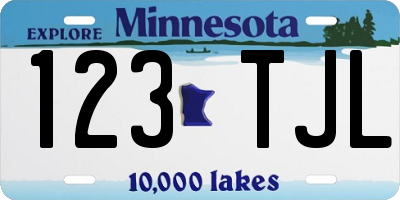 MN license plate 123TJL