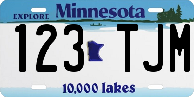 MN license plate 123TJM