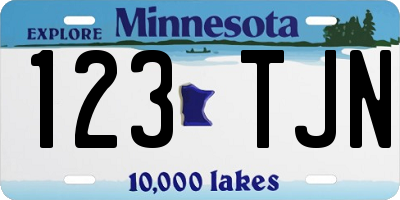 MN license plate 123TJN