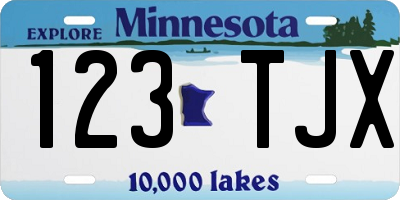 MN license plate 123TJX