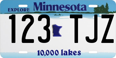 MN license plate 123TJZ