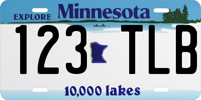 MN license plate 123TLB