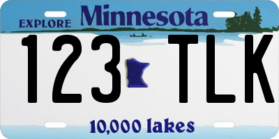 MN license plate 123TLK