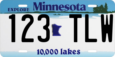 MN license plate 123TLW