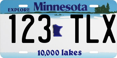 MN license plate 123TLX