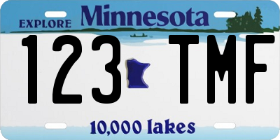 MN license plate 123TMF
