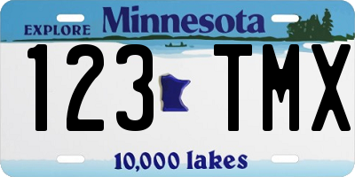 MN license plate 123TMX
