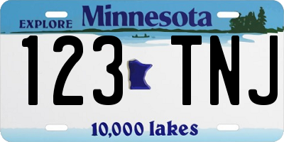 MN license plate 123TNJ