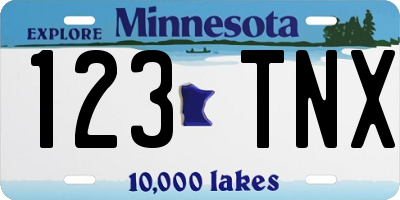 MN license plate 123TNX