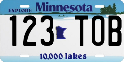 MN license plate 123TOB